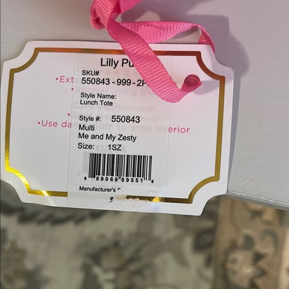 Lilly Pulitzer Pink and Blue luch Bag with Tropical Design - Picture 4 of 7